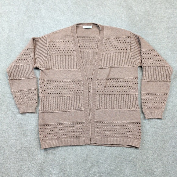 Staccato Cardigan Size S Womens Mauve Taupe Open Front Pointelle Knit Sweater — photo 2